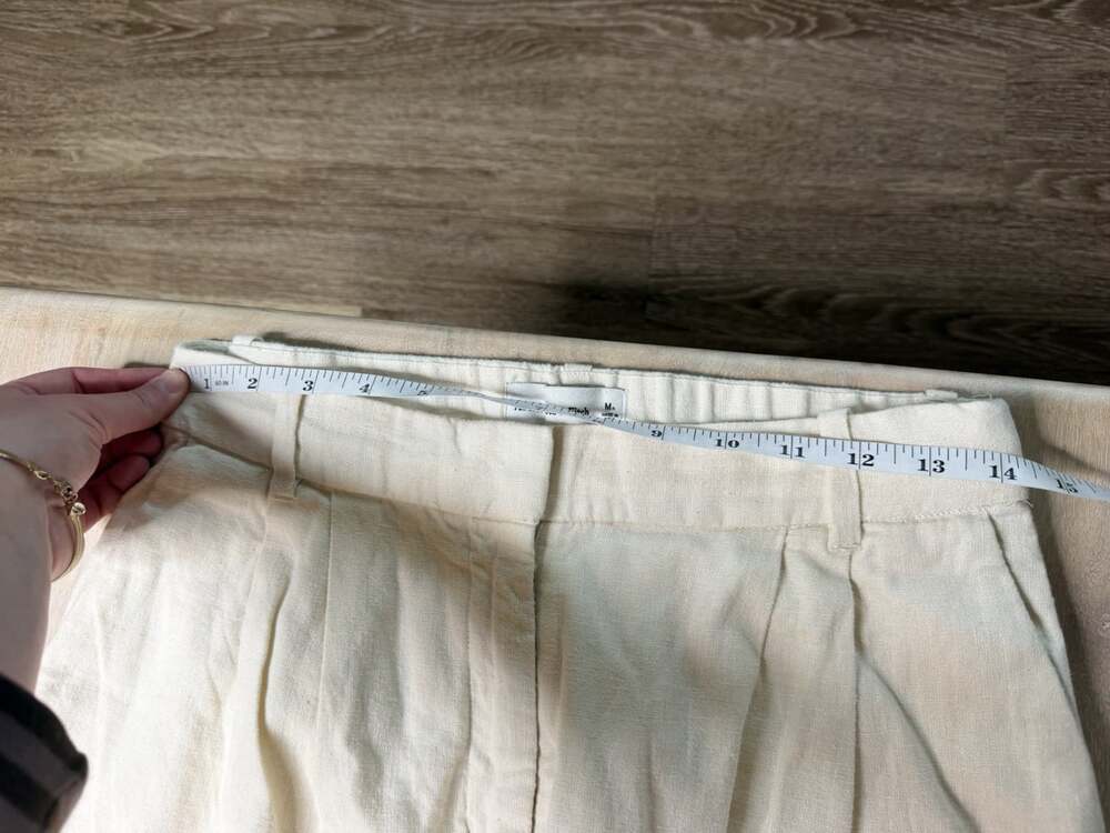 Abercrombie A&F Sloane Linen-Blend Tailored Wide Leg Pant in Oat Ivory Medium - Picture 7 of 7